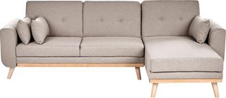 Beliani Sof&aacute; Esquinero Tapizado En Forma De L Asiento Acolchado Izquierdo De Tela Beige Kaarina