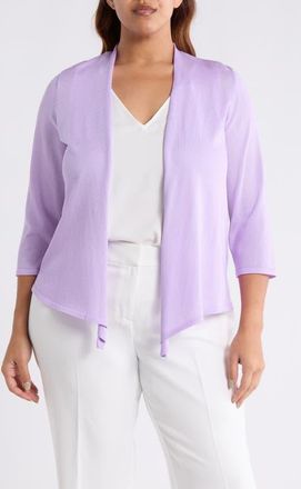 Kasper Self Edge Open Front Cardigan in Lavender Mist at Nordstrom, Size 2X