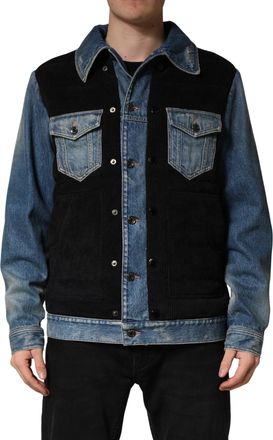 Dolce & Gabbana Black Blue Cotton Denim Blouson Men Jacket And Clothing