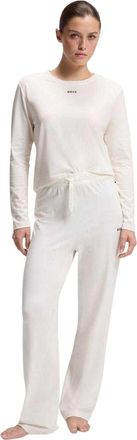 HUGO BOSS Katoenen pyjamabroek met logo voor dames (Wit)