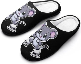 Generic Rat Skater Mens House Slippers Memory Foam Washable Cotton Slip on Home Shoes