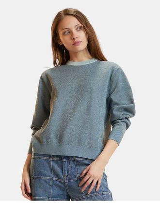 Cynthia Rowley Metallic Knit Crewneck in Blue at Nordstrom, Size X-Small