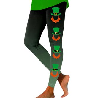 Generic St Patricks Leggings for Women Gym Sports 2024 High Waisted Costumes Irish Saint Patrick Pants Shamrock Leggings Printed Shamrock Yoga Pants Costumes 