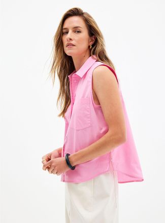 Contemporaine Womens Lightweight poplin sleeveless shirt