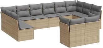 vidaXL Set De Sof&aacute;s De Jard&iacute;n 12 Pzas Y Cojines Rat&aacute;n Sint&eacute;tico Marr&oacute;n Vidaxl