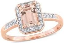 Delmar Emerald Cut Morganite & Diamond Halo Ring in Pink at Nordstrom Rack, Size 6