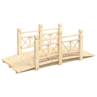 vidaXL Puente De Jard&iacute;n Con Barandillas Madera De Abeto 150x67x56cm Vidaxl