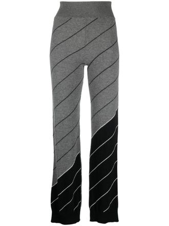 Stella McCartney diagonal-stripe wool flared trousers - women - Virgin Wool - 36 - Grey