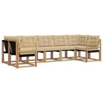 vidaXL Conjunto De Sof&aacute;s De Exterior Con Coj&iacute;n 7 Pcs Y Beige Vidaxl