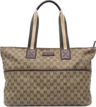 Gucci Pre-owned Womens Logo Print Tote Bag - Sage Green Textile - One Size