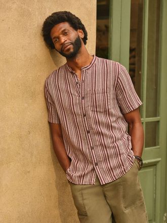 Fat Face FatFace Plum Purple Short Sleeve Fleet Stripe Shirt