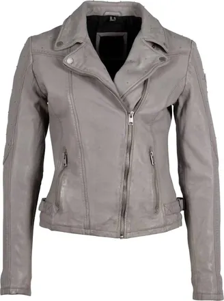 Mauritius Womens Aleeza Rf Leather Jacket In Light Grey