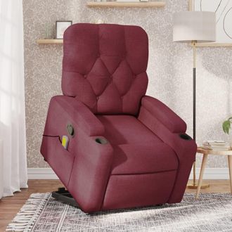 vidaXL Vidaxl - Sill&oacute;n Reclinable De Masaje Elevable Tela Rojo Tinto