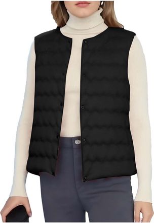 Generic Womens Puffer Gilet Uk- Lightweight Down Vest, Quilted Padded Bodywarmer, Sleeveless Crew Neck Button Down, Ladies Windproof Jacket, Thermal Waistcoat
