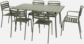 Sweeek Mesa De Jard&iacute;n Plegable De Metal Con 2 Sillones Y 4 Sillas