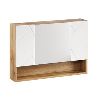 Badplaats Armario Con Espejo Manello 80 X 17 X 60 Cm - Roble Con Blanco Ma