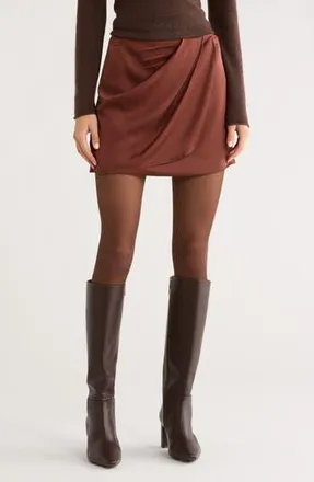 ASTR the Label Catrina Satin Miniskirt in Rust Brown at Nordstrom Rack, Size X-Small