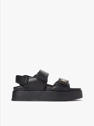 Tommy Hilfiger Sandalias de piel con plataforma y monograma