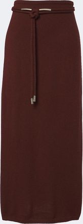 Max Mara Falda midi de cachemir con cintur&oacute;n