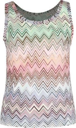 Missoni Abstract Zigzag Print Sleeveless Tank Top in Multicolor Rayon