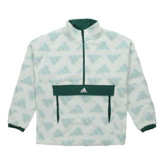 adidas Sport Performance Stay Warm Windproof Stand Collar polar fleece Pullover Jacket Green GM4441