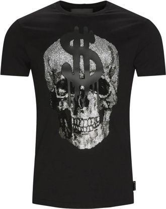 Philipp Plein Logo Strass T-shirt - Heren - T-shirts - Zwart - S - Katoen - Tops