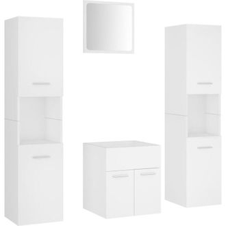 vidaXL Juego De Muebles De Ba&ntilde;o Madera De Ingenier&iacute;a Blanco Vidaxl