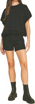 Pinch Design Elowen Rhinestone Knit Top In Black