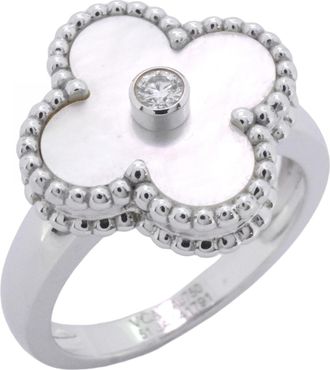 Van Cleef & Arpels White Gold (18K) Mother Of Pearl Band Ring (Pre-Owned)