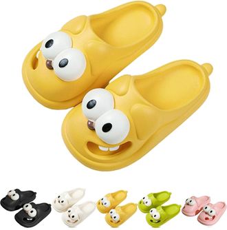 Generic Soulmate Slippers, Soulmate Slippers Tongue Out, Big Eye Dog Summer Cartoon Cute Funny 3D Fun Sandals (Yellow, Adult, Women, 6, Numeric Range, UK Foot