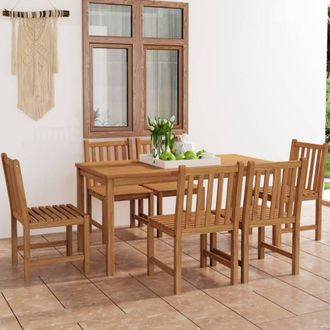 Berkfield Home 7 Piece Garden Dining Set Solid Teak Wood in Brown