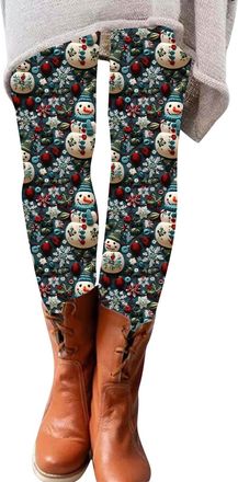 Generic Christmas Tights for Women UK Xmas Leggings Gym Fitness Running Pants High Waisted Merry Christmas Workout Tights, Z02-Hot Pink, M