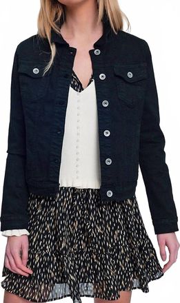 Q2 Denim Trucker Jacket In Black