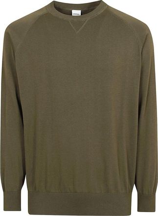Aspesi Cotton Crewneck Sweater - Heren - Ronde hals truien - Groen - L - Katoen - Truien & Vesten