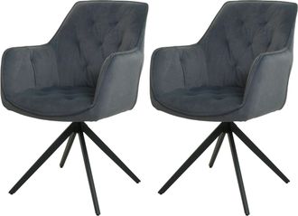 Hhg Hhg - Nunca Usado] Juego De 2 Sillas De Comedor 503, Silla De Cocina Silla Tapizada Con Reposabrazos, Giratoria, Metal Tela/textil, Antracita