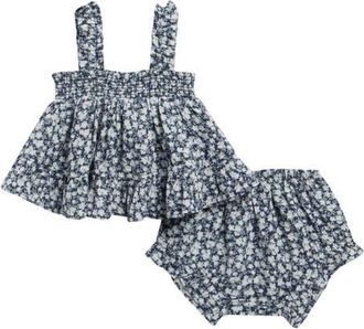 Rylee + Cru Lala Floral Swing Tank & Bloomers Set in Navy at Nordstrom, Size 12-18M