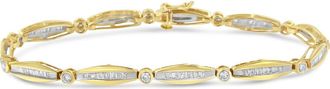 House of Brilliance 14K Gold 1-1/2 Cttw Diamond Bezel and Tapered Link Bracelet in Yellow at Nordstrom