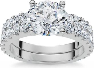 Pompeii3 3 1/2ct Diamond Engagement Wedding Ring Set 14K White Gold Lab Grown Size Selectable