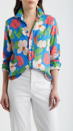 Frank & Eileen Eileen Relaxed Button-Up Shirt in Bright Blue Floral at Nordstrom, Size X-Large