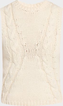 Naadam Crewneck Cable-Knit Cotton Tank