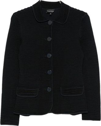 Emporio Armani Gebreide vest met Peter Pan kraag - Dames - Vesten - Zwart - XS - Truien & Vesten