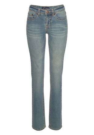 Arizona Gerade Jeans ARIZONA Kontrastn&auml;hte, Damen, Gr. 34, N-Gr, blau (dirty blau u), Jeans, Obermaterial: 98% Baumwolle, 2% Elasthan, Basic, schmal lang, Jea