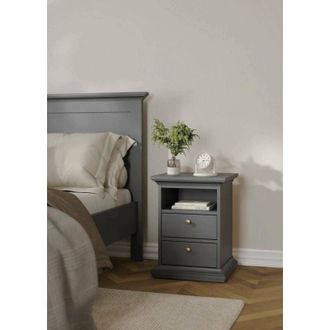 Dmora Mesita De Noche Alichin, 2 Estantes, 40x43.6x58.8h Cm Gris