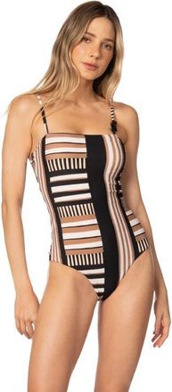 Kibys Ancestral Lines Serina Sculpting One Piece in Black Lines at Nordstrom, Size Medium