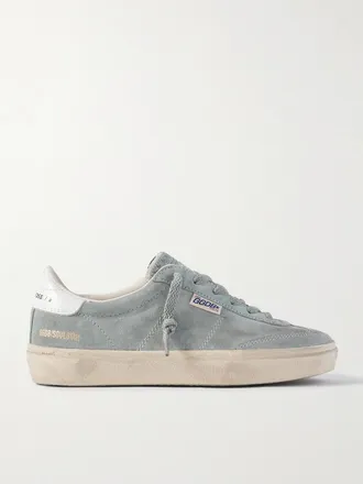 Golden Goose Sneakers In Camoscio Con Finiture In Pelle Effetto Consumato Soul-star - Grigio
