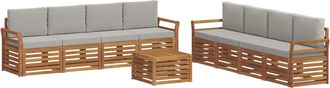 vidaXL Conjunto De Sof&aacute;s De Exterior 9 Uds. Natural Y Gris Claro Vidaxl