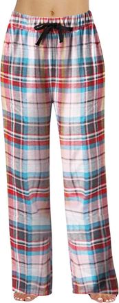 Generic Ladies Pants Size 16 Womens Ladies Woven Check Pyjama Bottoms Drawstring Elastic Waist Pliad Pajamas Trousers Wide Leg Straight Loose Casual Home Slee