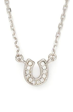 Kate Spade New York pav&eacute; horseshoe pendant necklace in Clear/Silver at Nordstrom