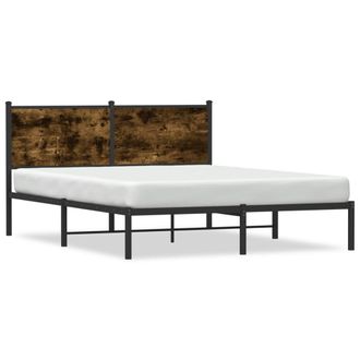 Berkfield Home Metal Bed Frame without Mattress Smoked Oak 140x200 cm in Brown