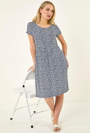 Roman Floral A-Line Stretch Dress